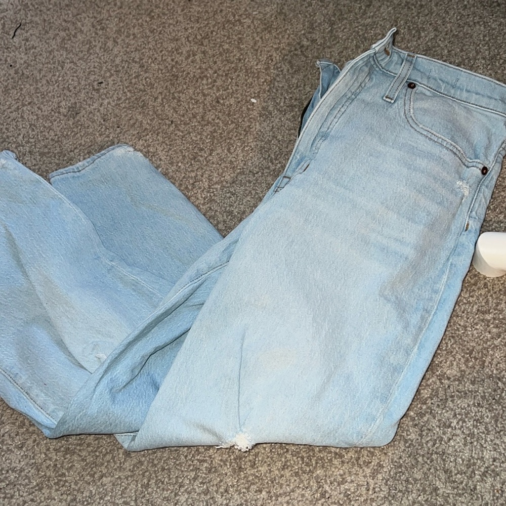 Madewell balloon light wash distressed jeans